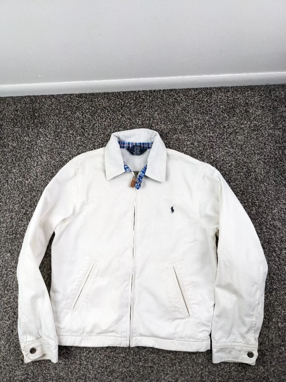 Vintage Polo Ralph Lauren Jacket Harrington Style Youth Boys Medium 12-14 *Flaw
